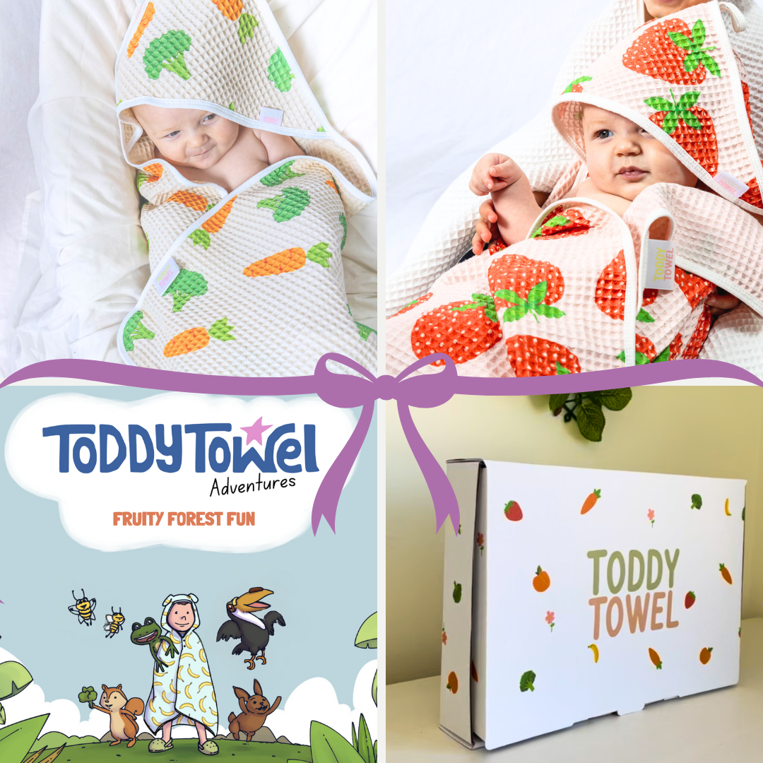 PREORDER Pink/Cream baby gift bundle, oversized waffle cotton & hair-drying pocket