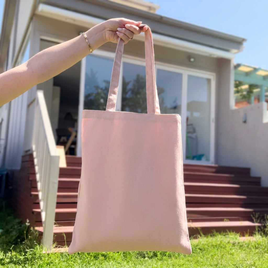 Pretty Pink Canvas Reversible Beach Bag