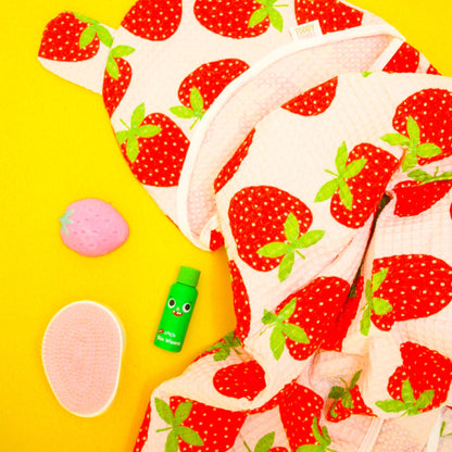 Fruit waffle toddler towel birthday gift bundle w/ press studs & hair-drying pocket