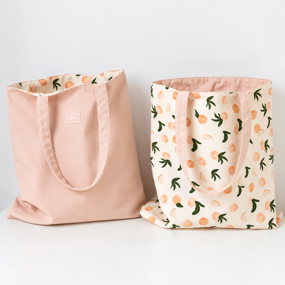 Pretty Pink Canvas Reversible Beach Bag