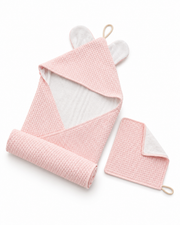 Baby Pink Towel & Face washer set | premium double sided waffle cotton/terry/bamboo
