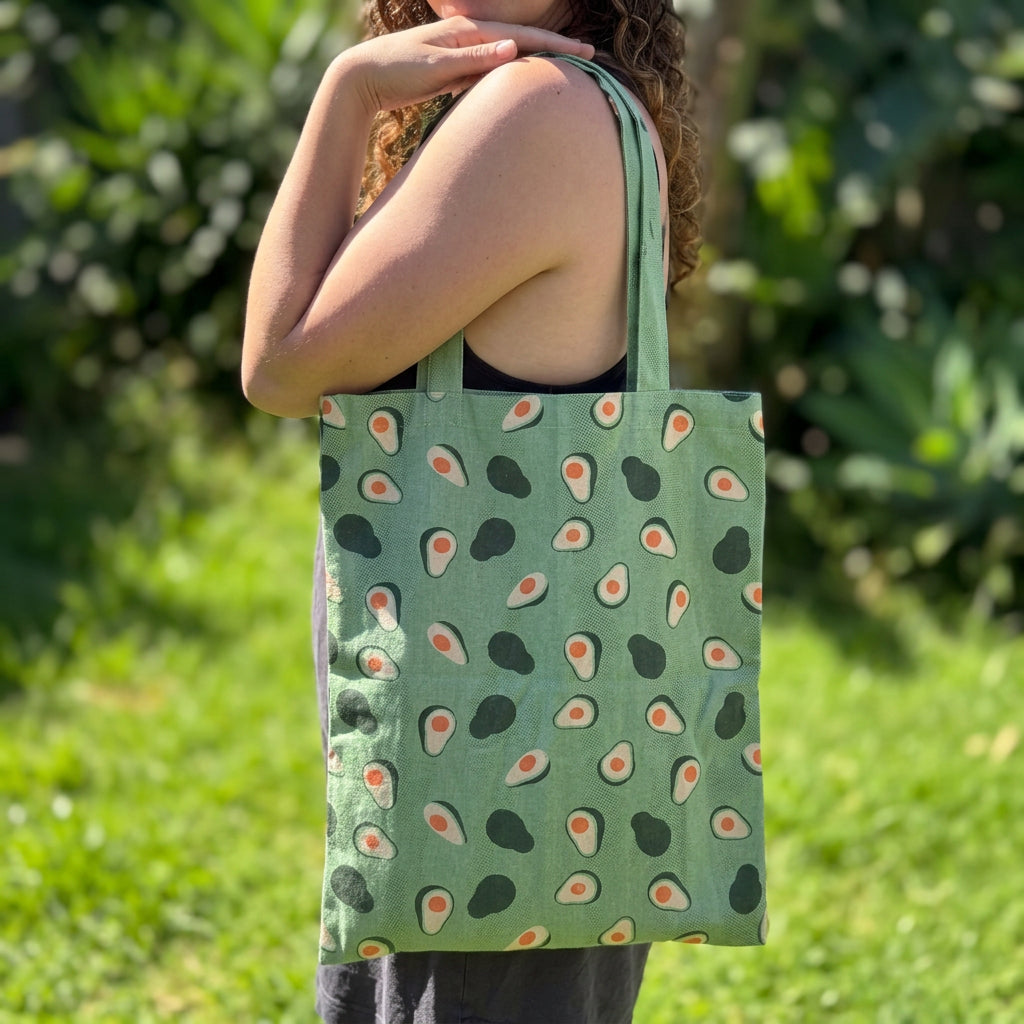 Adorable Avocado Canvas Reversible Beach Bag