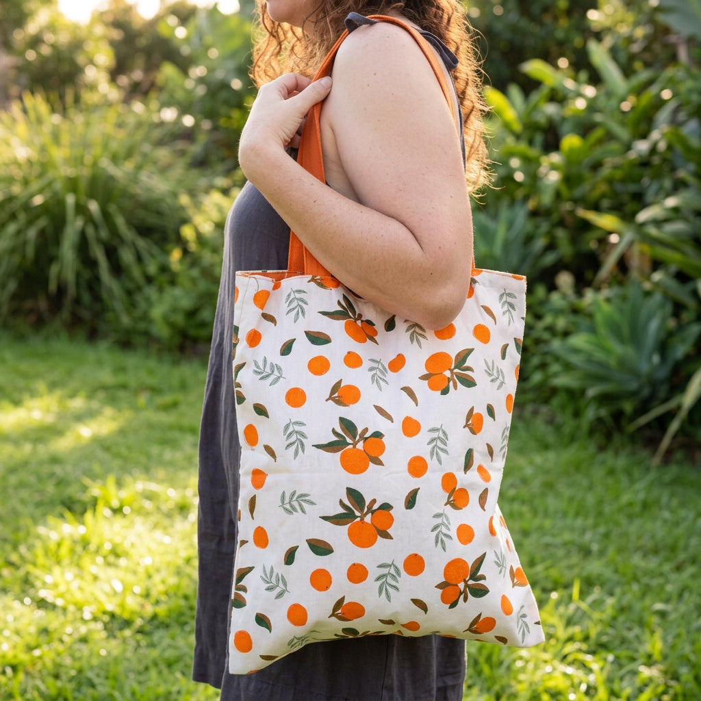 Oranges Canvas Reversible Beach Bag