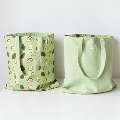 Adorable Avocado Canvas Reversible Beach Bag