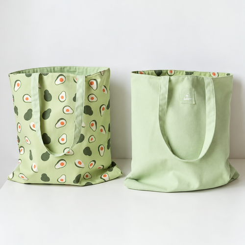 Adorable Avocado Canvas Reversible Beach Bag